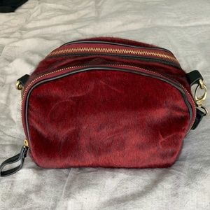 Red/Burgundy Faux Fur Crossbody